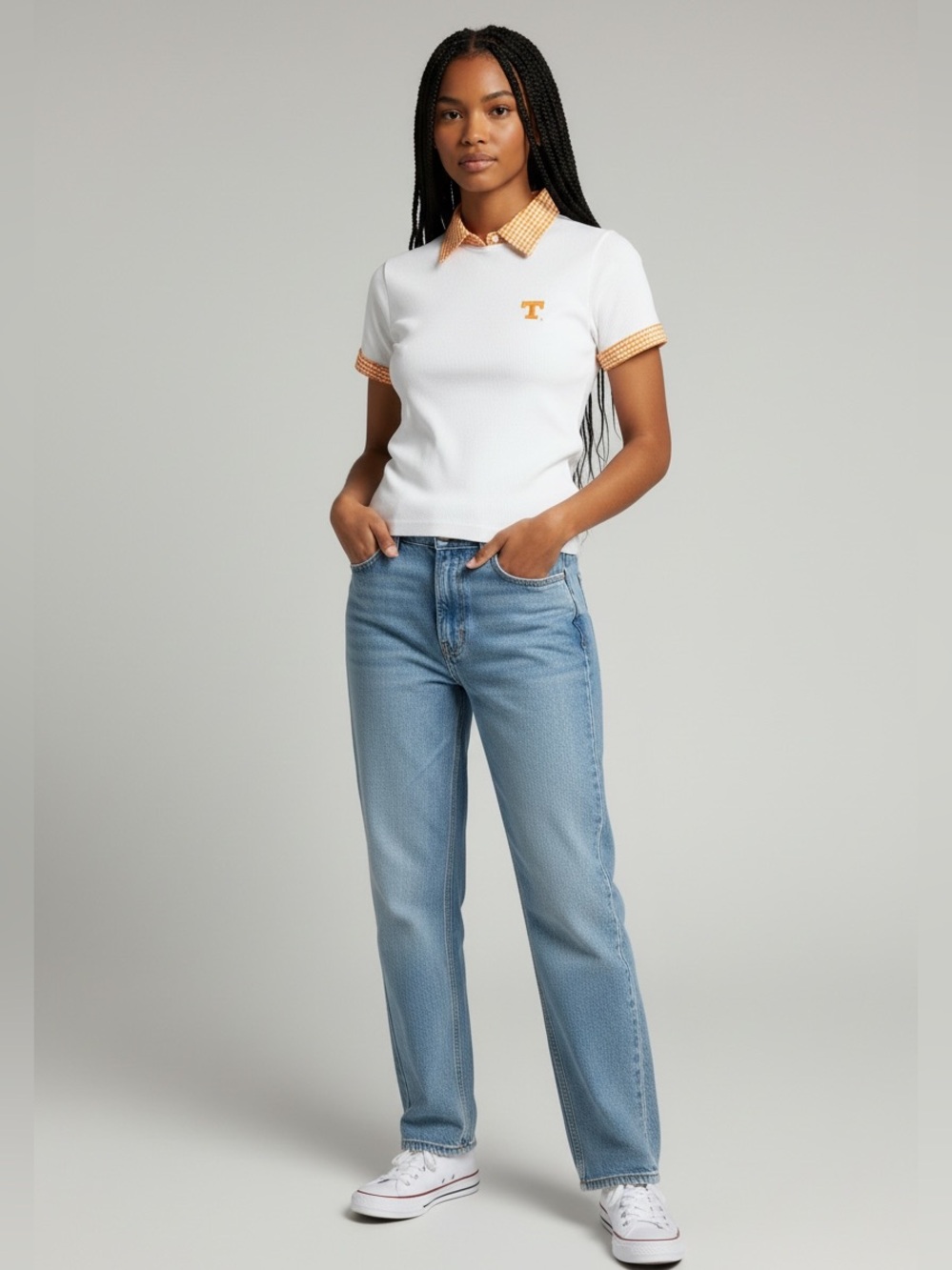 TN VOLS Campus Specialties Ribbed Y2K Shirt W/detachable Collar Slim Fit Medium